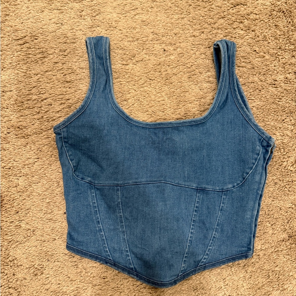 Victoria's Secret PINK Blue Denim Corset Top - Small DD